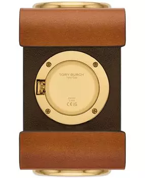 Женские часы с коричневым кожаным ремешком-манжетой, 30 мм Tory Burch, коричневый