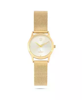 Женские часы с корпусом 30 мм, позолоченные, с шампань циферблатом и сетчатым браслетом Peugeot, золотой