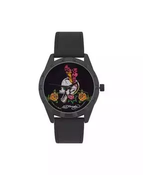 Женские часы с матовым черным силиконовым ремешком, 40 мм Ed Hardy, черный