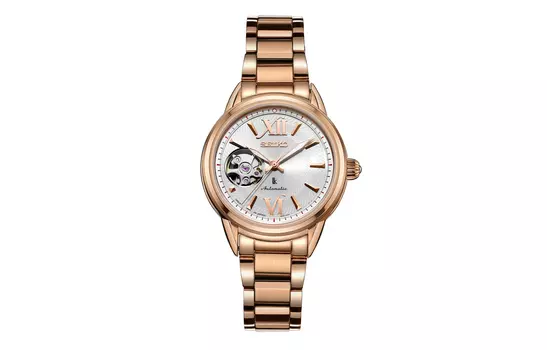 Женские часы с механическим механизмом, ремешком из нержавеющей стали, серебристым циферблатом SEIKO