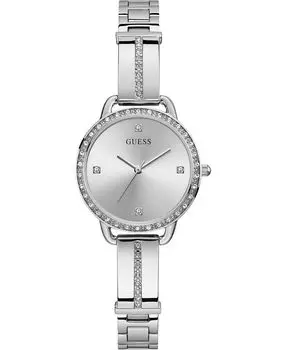 Женские часы с полубраслетом из нержавеющей стали, 30 мм GUESS, серебро
