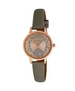 Женские часы с серым полиуретановым ремешком и кристаллическим циферблатом, 32 мм Laura Ashley, серый