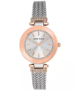 Женские часы с сетчатым браслетом из нержавеющей стали 30 мм Anne Klein, серебро