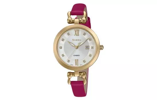 Женские часы SHEEN 30 мм серые SHE-4536GL-7A CASIO, Valentine's Day Bracelet Box