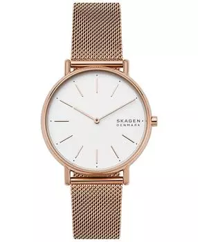 Женские часы Signatur из нержавеющей стали с сетчатым браслетом цвета розового золота, 38 мм Skagen, золотой