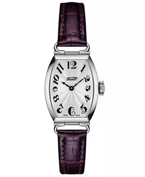 Женские часы Swiss Heritage Porto с фиолетовым кожаным ремешком, 22x30 мм Tissot, серебро