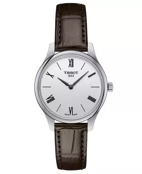 Женские часы Swiss Tradition 5.5 Lady с коричневым кожаным ремешком, 31 мм Tissot, серебро