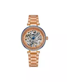 Женские часы Symphony из нержавеющей стали розового золота, циферблат из розового золота, круглые часы 44 мм Stuhrling, золотой