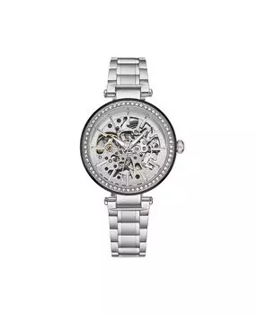 Женские часы Symphony, серебристая нержавеющая сталь, серебристый циферблат, круглые часы 44 мм Stuhrling