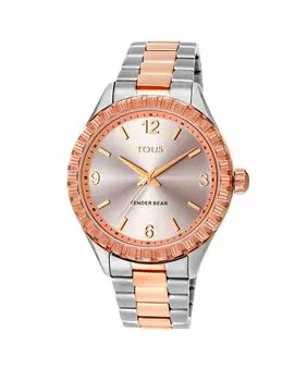 Женские часы Tender Bear двухцветного розового цвета с рельефом медведя Tous, розовый