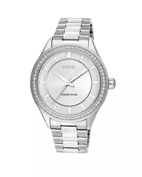Женские часы Tender Shine из стали с фианитами Tous, серебро