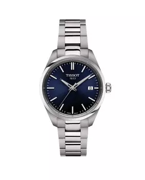 Женские часы Tissot из коллекции PR100, сталь, 34 мм, синие Tissot, серебро