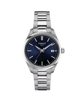 Женские часы Tissot PR100 из стали, 34 мм, синие, серебряный
