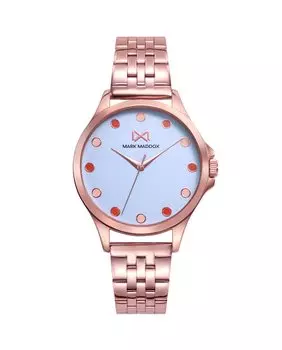 Женские часы Tooting три стальные стрелки с розовым ip и браслетом Mark Maddox, розовый