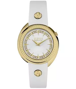 Женские часы Versus By Versace Tortona Crystal с двумя стрелками, белый кожаный ремешок, белый