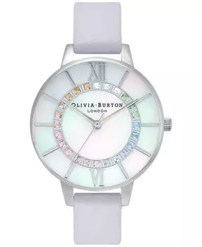 Женские часы Wonderland с фиолетовым кожаным ремешком, 34 мм Olivia Burton