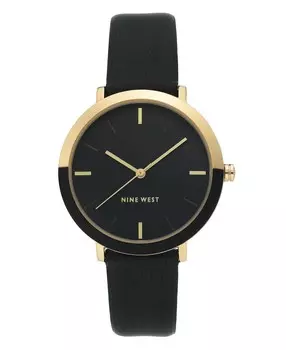Женские часы золотистого цвета с черным ремешком, 36 мм Nine West