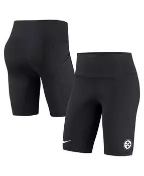 Женские черные байкерские шорты Pittsburgh Steelers Nike, черный