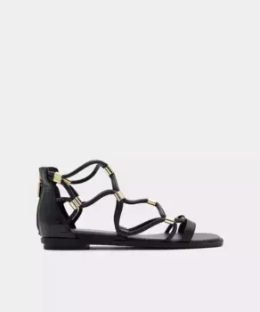 Женские черные босоножки на плоской подошве с квадратным носком Aldo