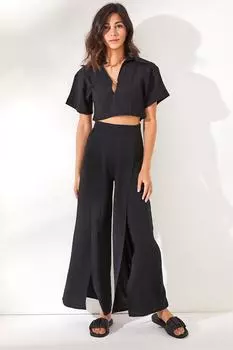 Женские черные брюки Airobin на боковой молнии с глубоким разрезом Olalook, черный