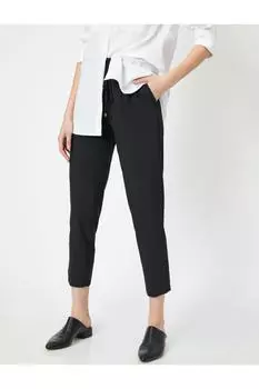 Женские черные брюки на шнуровке на талии Koton, черный