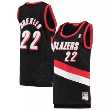 Женские черные джерси Mitchell & Ness Clyde Drexler Portland Trail Blazers 1991-92 гг. из твердой древесины Classics Swingman