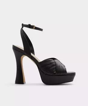 Женские черные кожаные босоножки на каблуке Aldo, черный