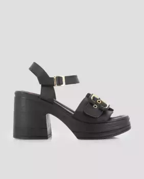 Женские черные кожаные босоножки на каблуке Blogger, черный