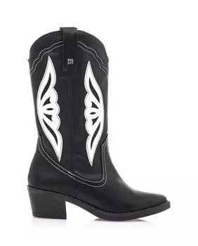 Женские черные кожаные ботинки на каблуке Mustang, черный