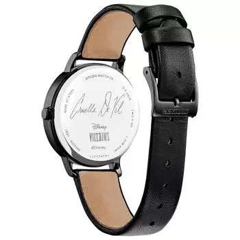Женские черные кожаные часы Eco-Drive Disney Cruella Citizen