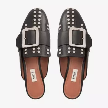 Женские черные кожаные сабо Bally Janesse 6222759 с шипами, мультиколор