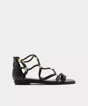 Женские черные сандалии на плоской подошве с квадратным носком Aldo, черный