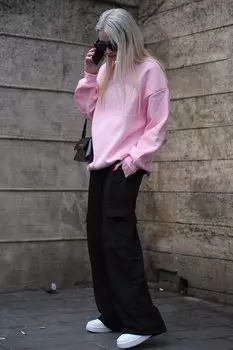 Женские черные широкие спортивные брюки-карго с карманами MG1615 MADMEXT