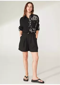 Женские черные шорты с завышенной талией People By Fabrika