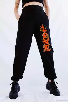 Женские черные спортивные штаны с принтом Love Trendseninle