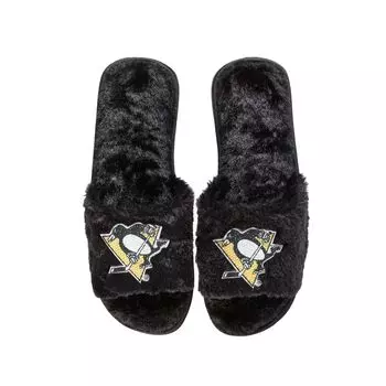 Женские черные тапочки FOCO Pittsburgh Penguins со стразами