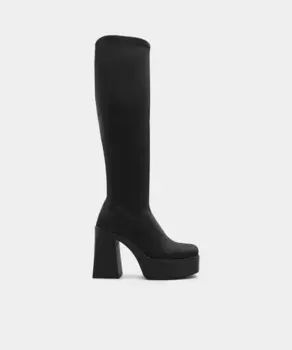 Женские черные текстильные ботинки с квадратным носком Aldo, черный