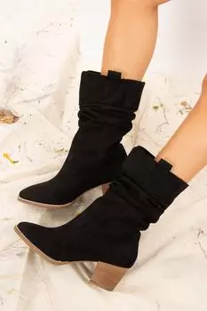 Женские черные замшевые ботинки Fox Shoes, черный