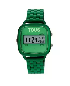 Женские цифровые часы D-Logo с зеленым стальным браслетом Tous, синий
