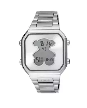 Женские цифровые часы SS D-BEAR со стальным браслетом Tous, серебряный