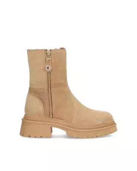 Женские детские сапоги из шелковой кожи с нескользящей подошвой и застежкой-молнией Alpe, коричневый