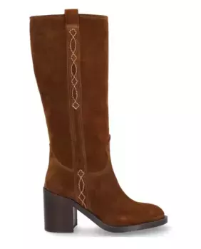 Женские детские шелковые кожаные сапожки на нескользящей подошве Alpe, коричневый