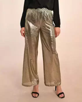 Женские длинные брюки цвета металлик Molly Bracken, золотой