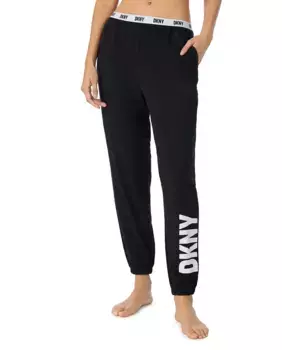 Женские длинные брюки-джоггеры с логотипом DKNY, черный