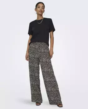 Женские длинные брюки с анималистичным принтом Only, черный