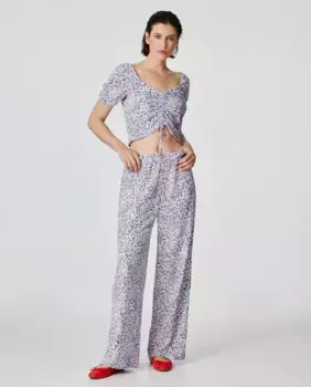 Женские длинные брюки с принтом Pieces, синий