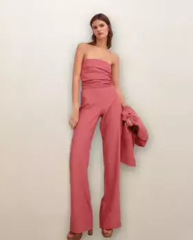 Женские длинные брюки средней посадки с расклешенным подолом Noon, розовый