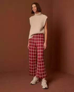 Женские длинные брюки тупой вязки Indi & Cold, цвет Rojo Granate