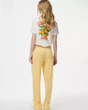 Женские длинные брюки в полоску Pieces, желтый