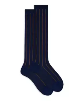 Женские длинные хлопковые носки в голубую полоску Gallo, мультиколор